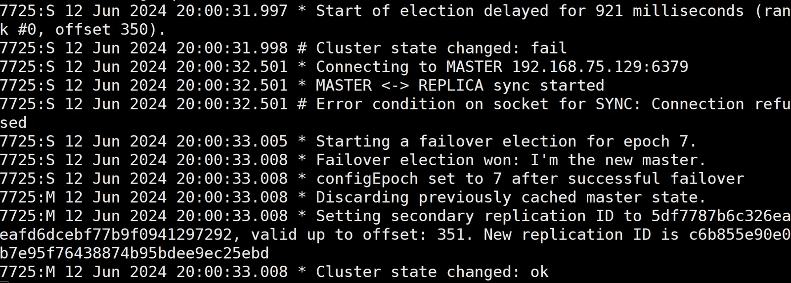 6380 节点日志中 failover 记录
